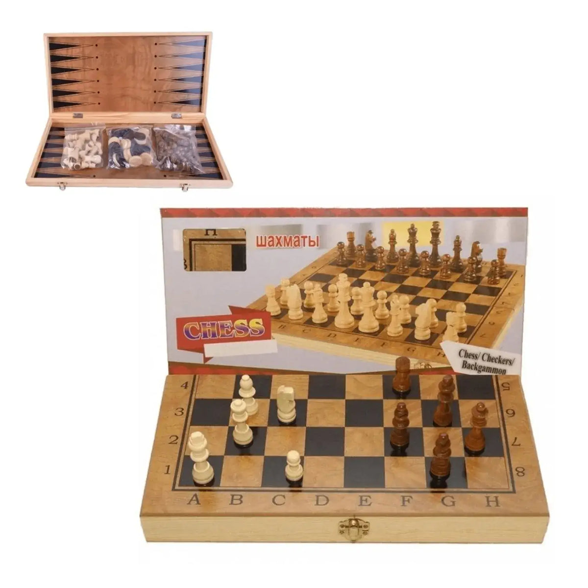 AJEDREZ, DAMAS Y BACKGAMMON 24X12X3 MINI · Play! Board Game Store
