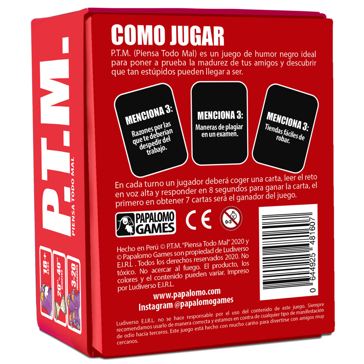 P.T.M. PIENSA TODO MAL · vista 2 · Play! Board Game Store