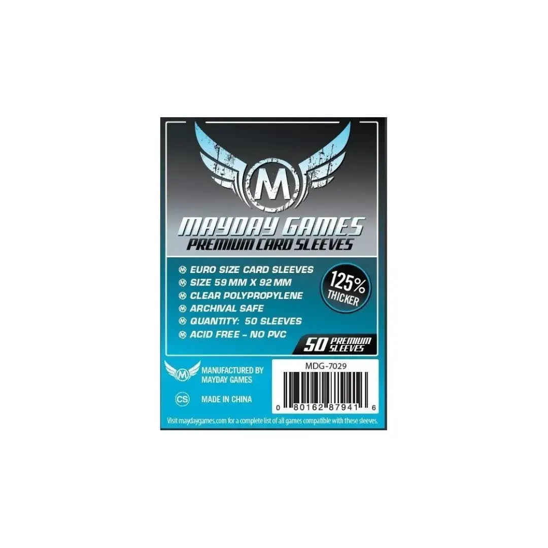 MAYDAY FUNDA EURO CELESTE PRM 59 X 92MM · Play! Board Game Store