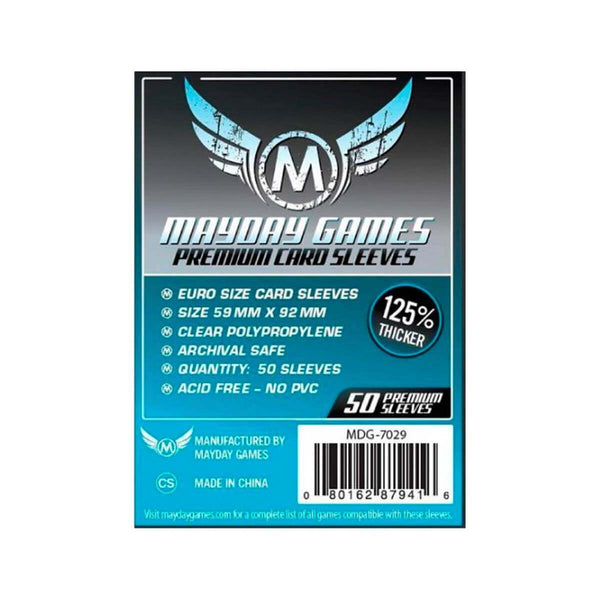 MAYDAY FUNDA MINI EURO CELESTE STD 45 X 68MM · Play! Board Game Store