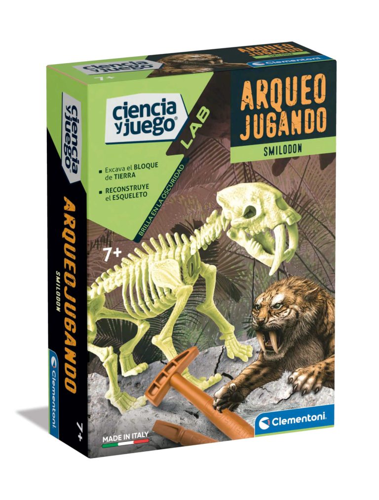 CLEMENTONI ARQUEOJUGANDO SMILODON BRILLA EN LA OSCURIDAD