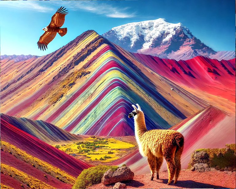 OLEO MINIMUNDO MONTAÑA ARCOIRIS 40X50