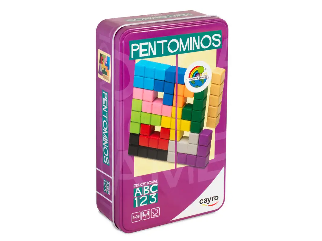 PENTOMINOS DE MADERA EN CAJA DE METAL TRAVEL SIZE