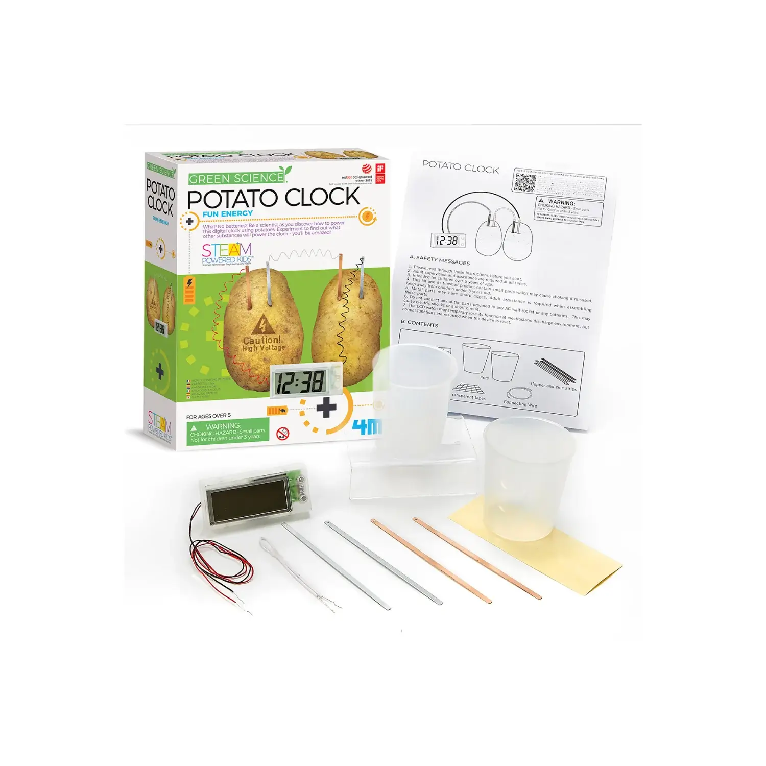 Set de ciencia y experimento crea un reloj con papas