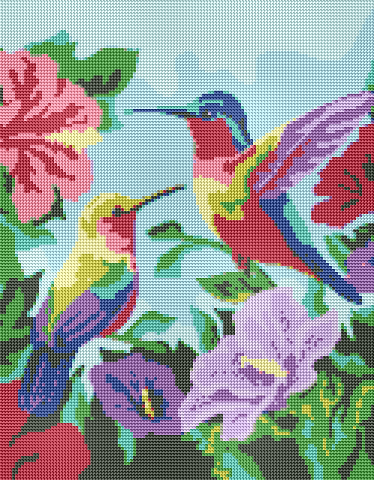 Colibres en vuelo 35x45cm